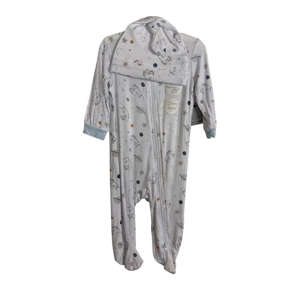 NWT Milkberry Rocket Star Galaxy Sky Bamboo Rayon Footed Coverall 6-9 Months Boy - Picture 1 of 5